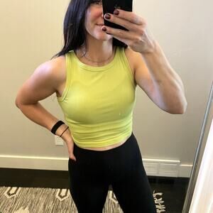 Aritzia Sunday Best Ribbed Lime Green Cropped Tank Women's Size S